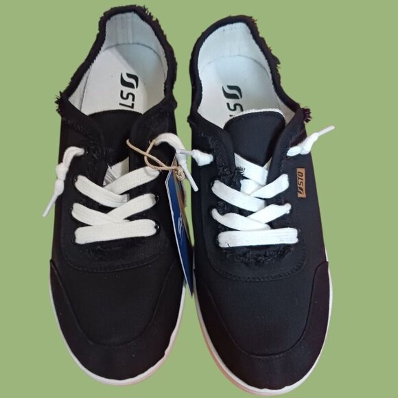 STQ Womens Black/Wht Canvas Slip-On Sneakers Size 8.5 - Picture 15 of 16